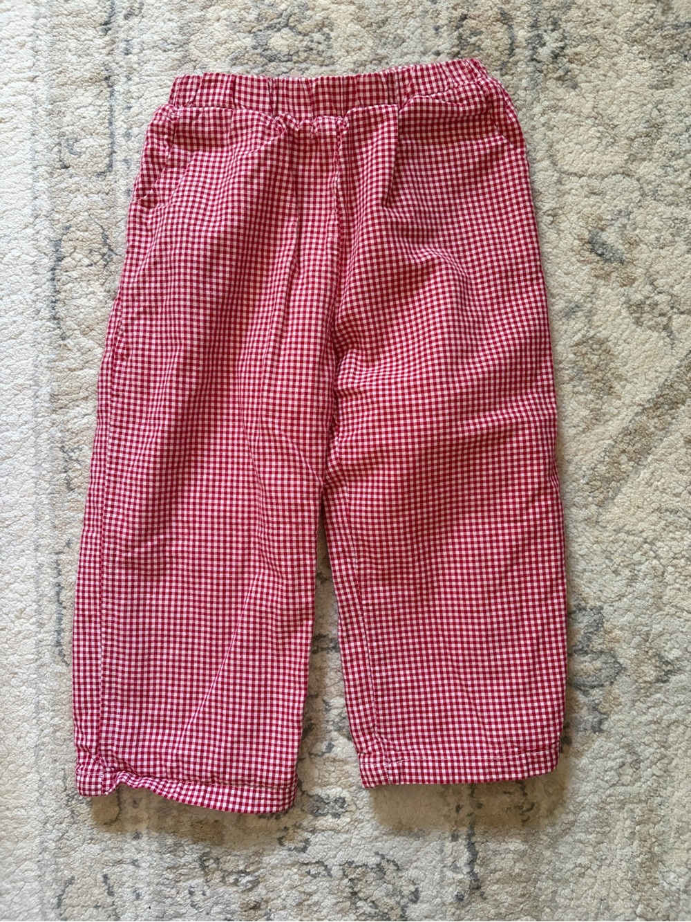 Stitchy Fish Red Gingham Pants - 2T